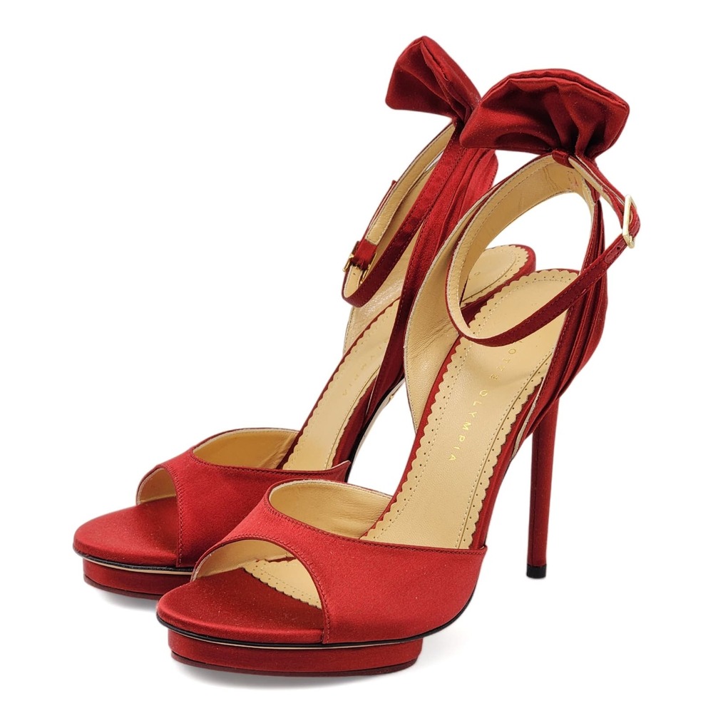 Charlotte Olympia Wallace Bow-Back Satin Evening Sandal | Red | NWOB $825 35 - Picture 1 of 6
